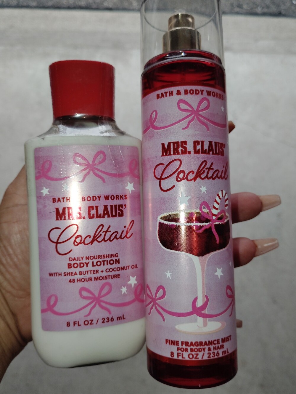 Bath & Body Works Mrs. Claus' Cocktail Lotion & Fine Fragrance Mist - Pink, Red